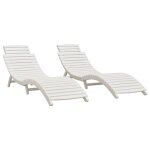 Lot de 2 transats chaise longue bain de soleil lit de jardin terrasse meuble d'extrieur blanc 184x55x64 ...