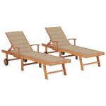 Lot de 2 transats chaise longue bain de soleil lit de jardin terrasse meuble d'ext�rieur avec coussin ...