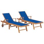 Lot de 2 transats chaise longue bain de soleil lit de jardin terrasse meuble d'ext�rieur avec coussin ...