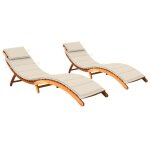 Lot de 2 transats chaise longue bain de soleil lit de jardin terrasse meuble d'ext�rieur avec coussins ...