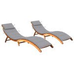 Lot de 2 transats chaise longue bain de soleil lit de jardin terrasse meuble d'ext�rieur avec coussins ...