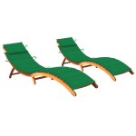 Lot de 2 transats chaise longue bain de soleil lit de jardin terrasse meuble d'extrieur avec coussins ...