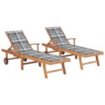 Lot de 2 transats chaise longue bain de soleil lit de jardin terrasse meuble d'ext�rieur avec coussin ...