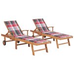 Lot de 2 transats chaise longue bain de soleil lit de jardin terrasse meuble d'ext�rieur avec coussin ...