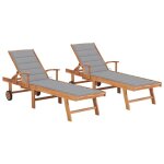Lot de 2 transats chaise longue bain de soleil lit de jardin terrasse meuble d'ext�rieur avec coussin ...