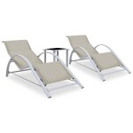 Lot de 2 transats chaise longue bain de soleil lit de jardin terrasse meuble d'ext�rieur avec table aluminium ...