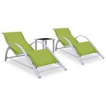 Lot de 2 transats chaise longue bain de soleil lit de jardin terrasse meuble d'ext�rieur avec table aluminium ...