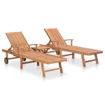 Lot de 2 transats chaise longue bain de soleil lit de jardin terrasse meuble d'extrieur avec table bois ...