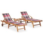 Lot de 2 transats chaise longue bain de soleil lit de jardin terrasse meuble d'ext�rieur avec table et ...