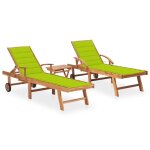 Lot de 2 transats chaise longue bain de soleil lit de jardin terrasse meuble d'extrieur avec table et ...