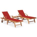 Lot de 2 transats chaise longue bain de soleil lit de jardin terrasse meuble d'extrieur avec table et ...