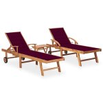Lot de 2 transats chaise longue bain de soleil lit de jardin terrasse meuble d'ext�rieur avec table et ...