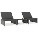 Lot de 2 transats chaise longue bain de soleil lit de jardin terrasse meuble d'ext�rieur avec table r�sine ...