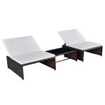 Lot de 2 transats chaise longue bain de soleil lit de jardin terrasse meuble d'extrieur avec table rsine ...