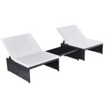 Lot de 2 transats chaise longue bain de soleil lit de jardin terrasse meuble d'extrieur avec table rsine ...