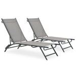 Lot de 2 transats chaise longue bain de soleil lit de jardin terrasse meuble d'extrieur textilne et ...