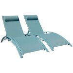 Lot de 2 transats galapagos en textil�ne bleu clair - aluminium bleu clair
