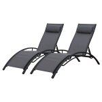 Lot de 2 transats galapagos en textilne gris - aluminium gris anthracite