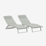 Lot de 2 transats inclinables en aluminium dulem vert kaki