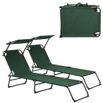 Lot de 2 transats pliable avec toiture pare - soleil de relax acier 190 cm vert foncé helloshop26 03 ... Lot de 2 transats pliable avec toiture pare - soleil de relax acier 190 cm vert foncé helloshop26 03 ...