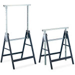 Lot de 2 tr�teaux pliables, r�glables sur 7 niveaux, jusqu'� 200 kg, chevalet, atelier, acier, bleu - ...