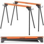 Lot de 2 tr�teaux de sciage pliants - costway - bras de support rotatifs - capacit� 500kg
