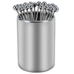 Lot de 20 pics a cocktail en metal avec support, pics a cocktail en acier inoxydable, brochettes a cocktail ...