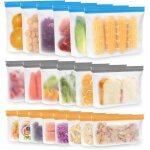 Lot de 20 sacs de conglation rutilisables, sans bpa, etanches et hermtiques a fermeture eclair pour ...