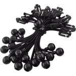 Lot de 20 tendeurs elastiques a bille, cordes de fixation r�sistantes 25 cm noir, pour b�ches, tentes, ...