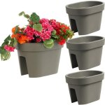 Lot de 3 bacs a fleurs garde - corps 39, 5 cm x 27 cm gris pierre