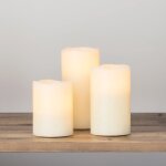 Lot de 3 bougies piliers led  piles en cire