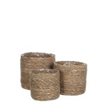 Lot de 3 cache - pots en jonc de mer marron clair h16