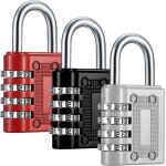 Lot de 3 cadenas a combinaison a 4 chiffres, cadenas en m�tal robuste avec code etanche pour portail, ...
