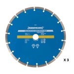 Lot 3 disques  230 mm diamant a tronconner beton materiaux a jante segmentee