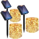 Lot de 3 guirlande solaire exterieur, 3x12m 120 led golaire ext�rieur ip65 etanche, 8 modes guirlande ...