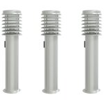 Lot de 3 lampadaires d'ext�rieur avec prise int�gr�e jardin 14 x 14 x 60 cm en acier inoxydable argent� ...