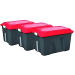 Lot de 3 malles sundis plastique noir / rouge cm