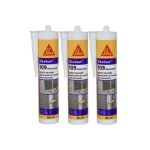 Lot de 3 mastic silicone sika sikaseal 110 menuiserie & vitrage - anthracite - 300ml