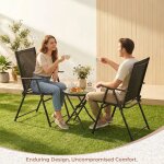Lot de 3 meubles de balcon en m�tal, ensemble table et chaises de jardin, 2 chaises et 1 table - (noir) ...
