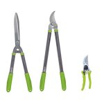 Lot 3 outils de jardinage coupants : secateur 8 + cisaille haies + coupe branches