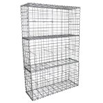 Lot de 3 paniers de gabions argent�s en acier galvanis� pour projets d?am�nagement ext�rieur, murs de ...