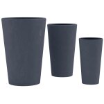 Lot de 3 pots de fleurs en argile fibreuse anthracite avec trous de drainage r�sistants aux intemp�ries ...