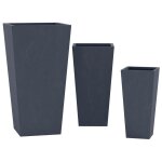 Lot de 3 pots de fleurs en argile fibreuse anthracite avec trous de drainage r�sistants aux intemp�ries ...