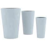 Lot de 3 pots de fleurs en argile fibreuse gris r�sistants aux intemp�ries 10 0007960