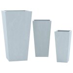 Lot de 3 pots de fleurs r�sistants aux intemp�ries argile fibreuse gris 10 0007959