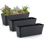 Lot de 3 pots de fleurs rectangulaires avec trous de drainage, pour baie vitre, rebord de fentre de ...