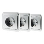 Lot de 3 prises encastr�es schuko 16a - gris - antaria - zenitech