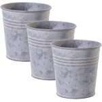 Lot de 3 vases pot de fleur en zinc exterieur grande jardinire en mtal galvanistaille: xs 9, 3 cm ...
