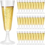 Lot de 30 fltes a champagne en plastique transparent - rutilisables - pour mariages, anniversaires, ...