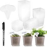 Lot de 30 pots de culture transparents avec soucoupe, diamtre 7 cm, mini pots carrs en plastique pour ...
